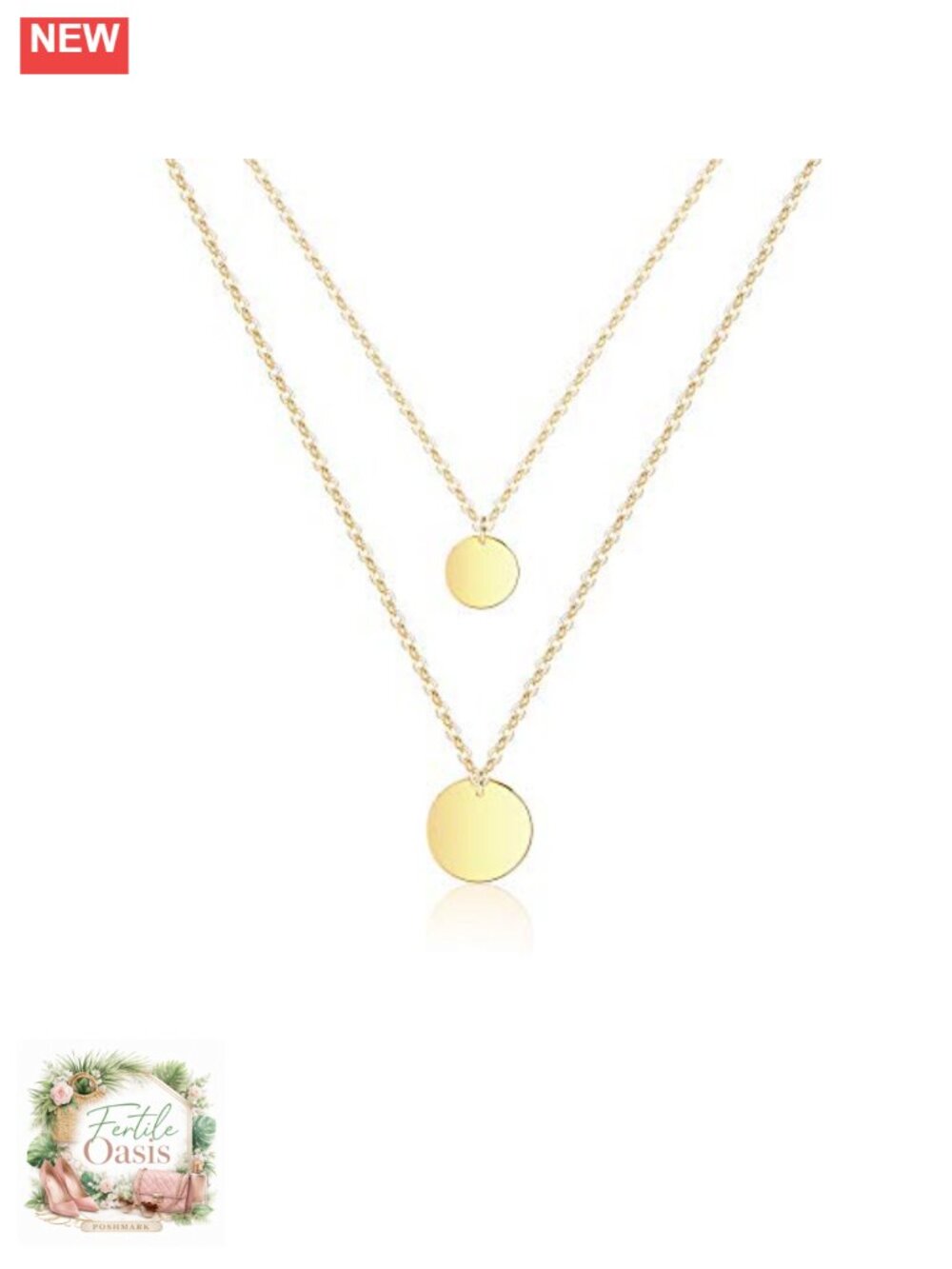 Layered Pendant Necklace 14k Gold Plated Dainty Bar Chain